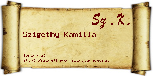 Szigethy Kamilla névjegykártya